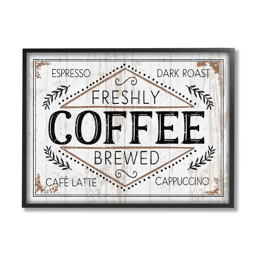 Kehystetty taulu 'Rustic Fresh Brew Coffee Sign' 40x50cm