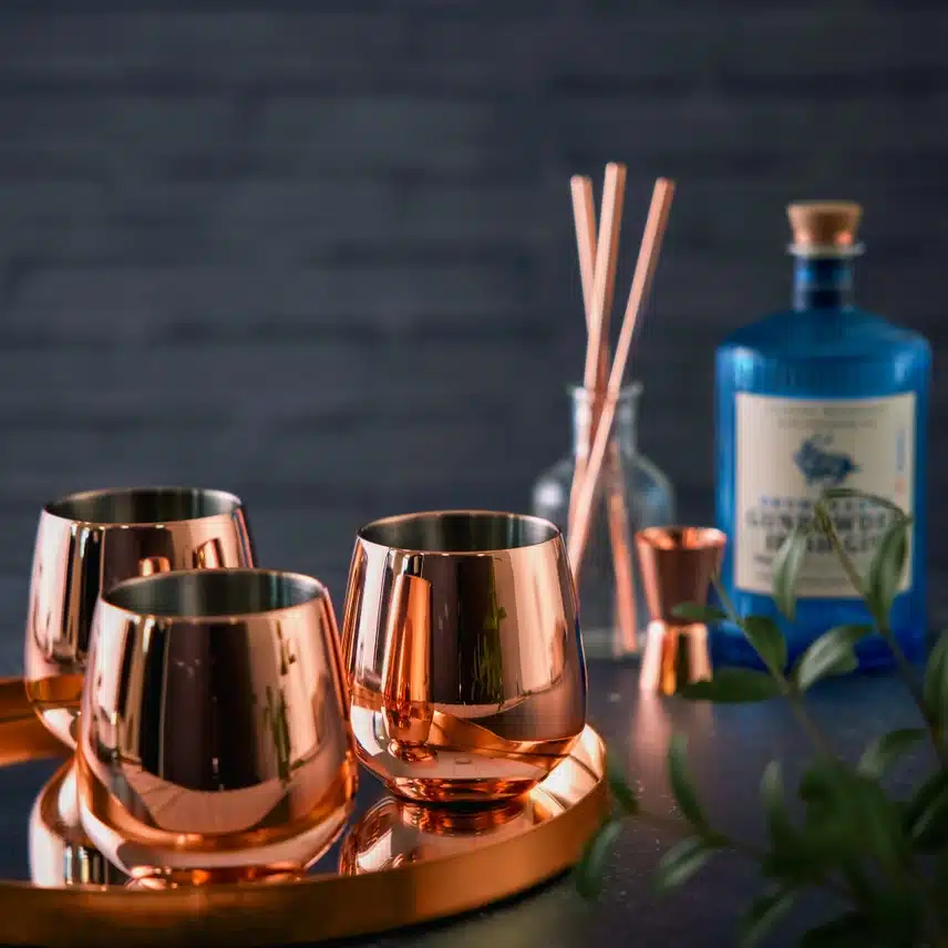 Drinkkilasi 'Rose Gold Tumblers' 350 ml + pillit, 4-pack, 4 kpl.